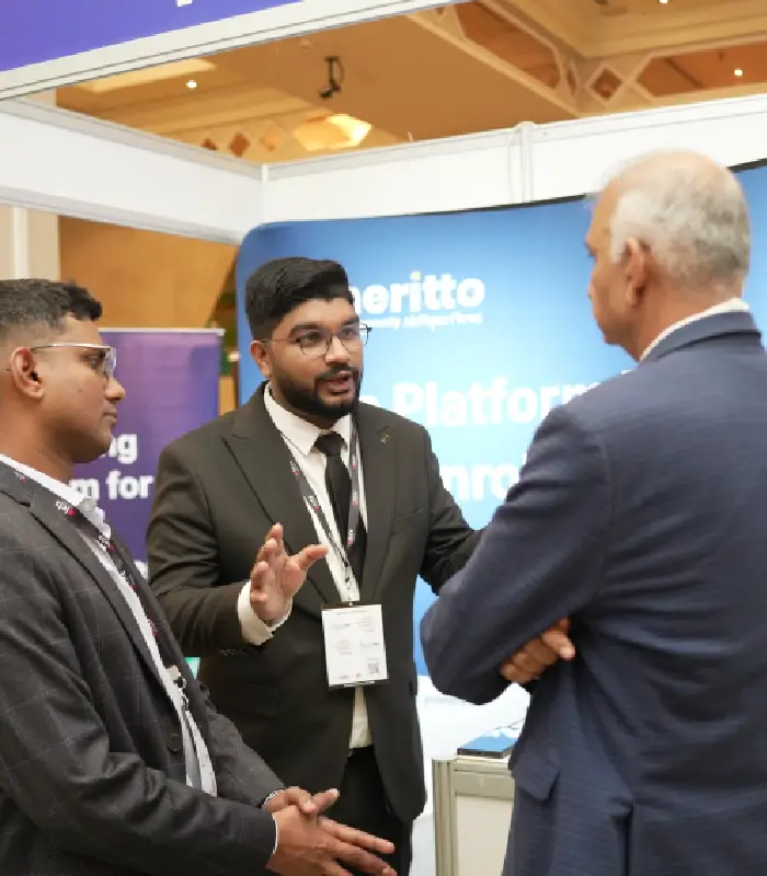 Delegates networking at the expo